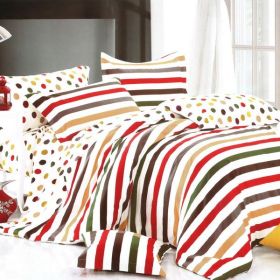 Blancho Bedding - [Rainbow Dots & Stripe] Luxury 7PC Bed In A Bag Combo 300GSM (Full Size)