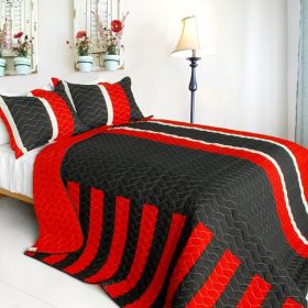 [Night on Bald Mountain] 3PC Vermicelli-Quilted Patchwork Quilt Set (Full/Queen Size)