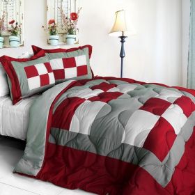 [Sub-box] Quilted Patchwork Down Alternative Comforter Set (Full/Queen Size)