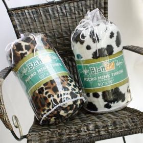 Blancho Bedding - [Animal Leopard Purple] Micro Mink Throw Blanket 14.5 OZ filling (50 by 70 inches)