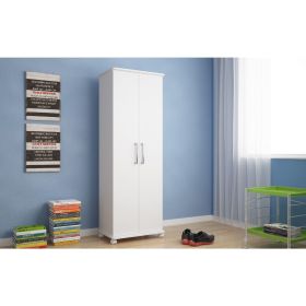 Manhattan Comfort Innovative Catalonia Mobile Shoe Closet 1.0 with 10 Shelves in White