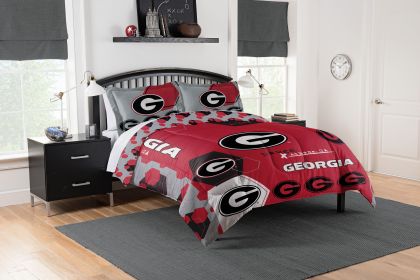 Gerogia OFFICIAL Collegiate "Hexagon" Full/Queen Comforter & Shams Set