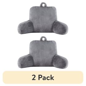 (2 pack) Faux Fur Plush Bedrest Pillow, Specialty Size, Gray
