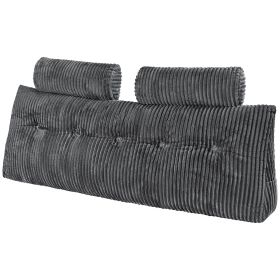 VEVOR Headboard Pillow, Queen Size Wedge Headboard Pillow with 2 Side Pockets and 2 Headrests, Bed Wedge Pillow with Washable Flannel Cloth