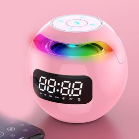 Wireless Portable Speaker With Clock Alarm & Human Body Induction, Color Atmosphere Light, Waterproof Small Speaker With Light Card (Color: pink, Model: Induction Plate)