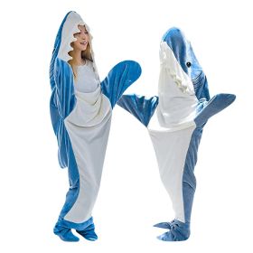 Shark Blanket Hoodie Onesie Adult Kid, Wearable Shark Blanket (Color: Blue, size: XXL)