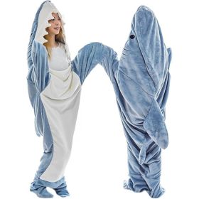 Shark Blanket Hoodie Onesie Adult Kid, Wearable Shark Blanket (Color: gray, size: L)