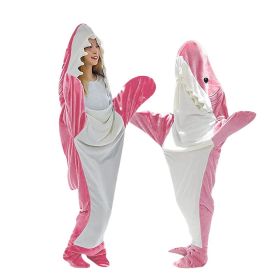 Shark Blanket Hoodie Onesie Adult Kid, Wearable Shark Blanket (Color: pink, size: XL)
