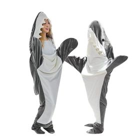 Shark Blanket Hoodie Onesie Adult Kid, Wearable Shark Blanket (Color: Dark Grey, size: M)