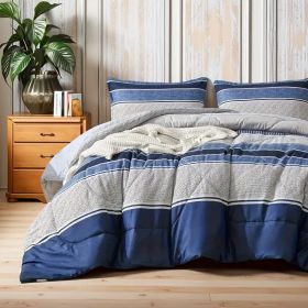 3pcs duvet cover set queen (duvet cover*1+Pillowcase*2) Extremely diverse styles (Style: Blue&white stripes)