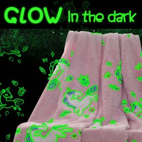 Glow in The Dark Blanket Unicorn Gifts for Girls Kids;  Super Soft Blanket for 1-10 Year Old Birthday Christmas Halloween Thanksgiving Easter Gif (Color: Unicorn Rainbow)