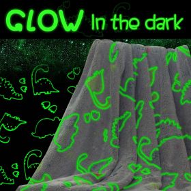 Glow in The Dark Blanket Unicorn Gifts for Girls Kids;  Super Soft Blanket for 1-10 Year Old Birthday Christmas Halloween Thanksgiving Easter Gif (Color: Dinosaur Grey)