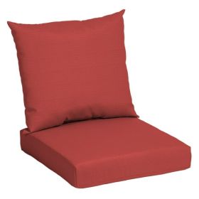 45" x 22.75" Solid Tan Rectangle Outdoor 2-Piece Deep Seat Cushion (Color: Red)