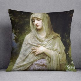Modestie By Bouguereau Cushion (Insert: Without Insert, size: 18" X 18")