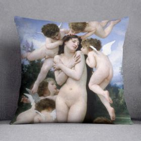Return of Spring By Bouguereau Cushion (Insert: With Insert, size: 14" X 14")