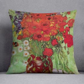 Still Life Red Poppies and Daisies by Van Gogh Cushion (Insert: Without Insert, size: 20" X 20")