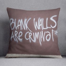 Banksy Blank Walls Are Criminal Cushion (Insert: With Insert, size: 18" X 18")