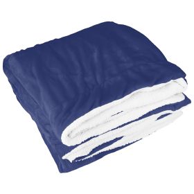 Fleece Throw Blanket Warm Soft Flannel Bed Cover Cuddly Cozy Sofa Travel Car Blanket w/ Queen King Throw Size Optional (Color: Navy Blue, size: King)