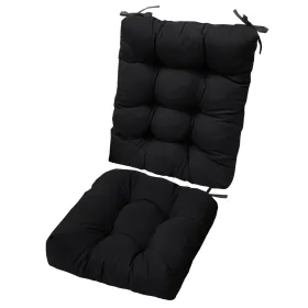 Waterproof Rocking Chair Cushion Upper And Lower Back And Seat Sets With Non-Slip Ties Oxford Cloth Surface Polyester Filling Comfortable For Ind (Option: BlackPro)